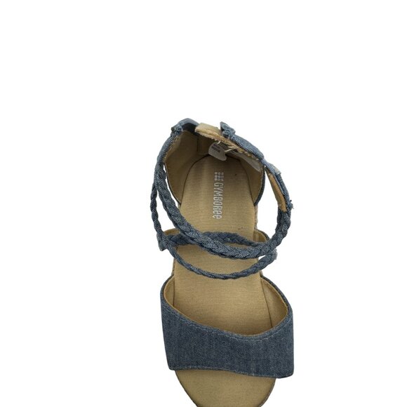 Gymboree Toddler Girls Sandals Size 8 Blue Chambray Espadrille Shoes Wedge - Picture 7 of 9